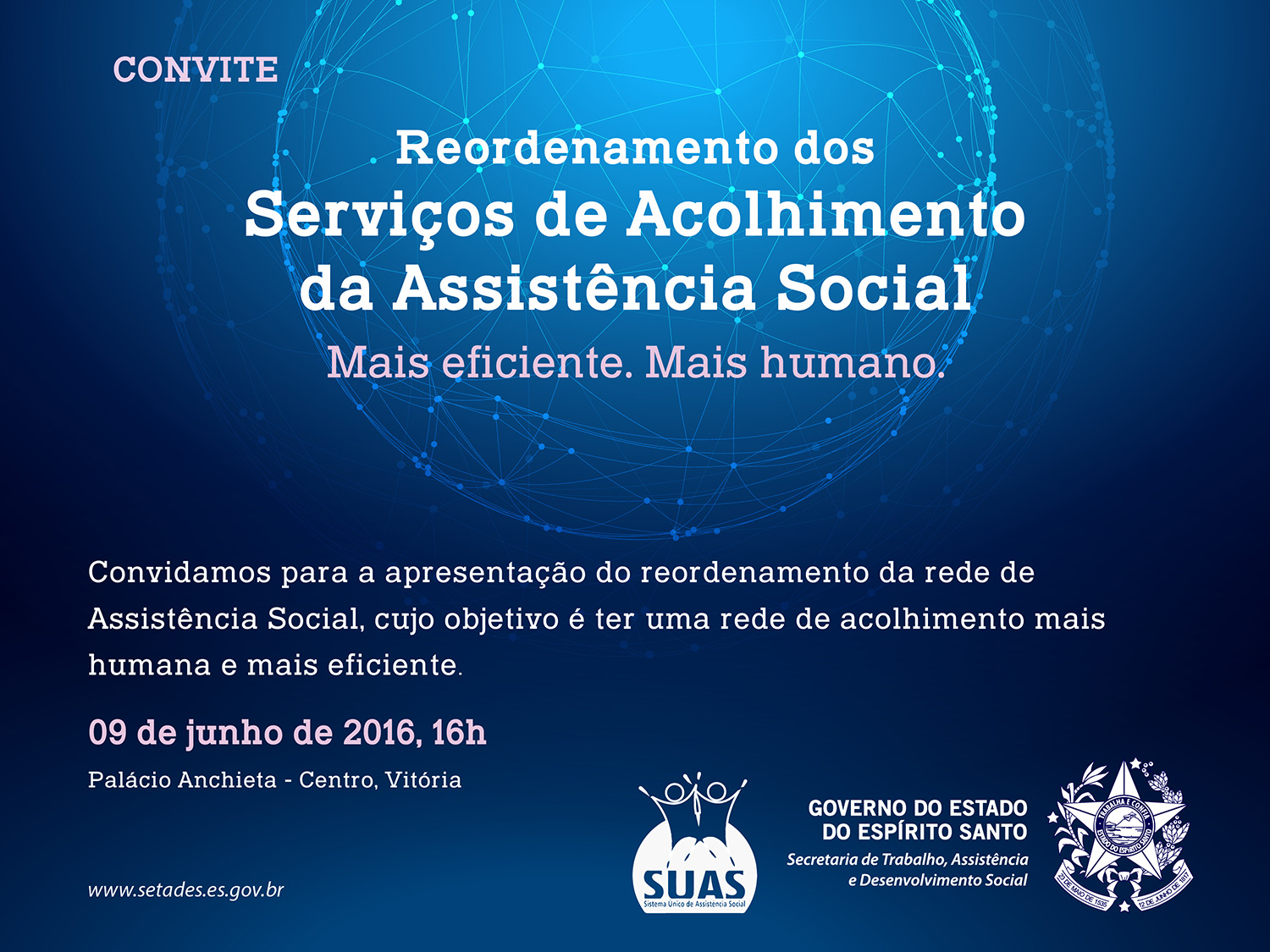 Convite  Reordenamento  Serviços de Acolhimento da Assistência Social